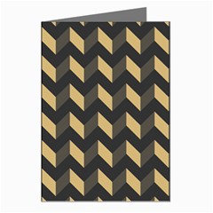 Tan Gray Modern Retro Chevron Patchwork Pattern Greeting Card (8 Pack) by GardenOfOphir