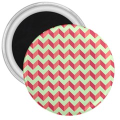 Mint Pink Modern Retro Chevron Patchwork Pattern 3  Button Magnet by GardenOfOphir