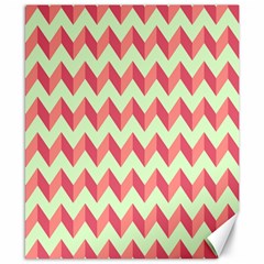 Mint Pink Modern Retro Chevron Patchwork Pattern Canvas 8  X 10  (unframed) by GardenOfOphir