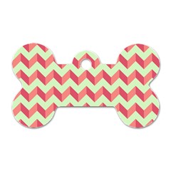 Mint Pink Modern Retro Chevron Patchwork Pattern Dog Tag Bone (one Sided) by GardenOfOphir