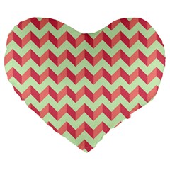 Mint Pink Modern Retro Chevron Patchwork Pattern 19  Premium Flano Heart Shape Cushion by GardenOfOphir