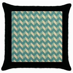 Mint Modern Retro Chevron Patchwork Pattern Black Throw Pillow Case by GardenOfOphir