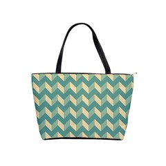 Mint Modern Retro Chevron Patchwork Pattern Large Shoulder Bag by GardenOfOphir