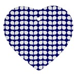 Blue And White Leaf Pattern Heart Ornament Front