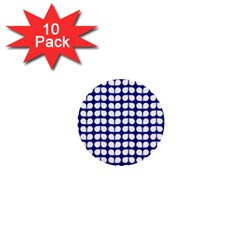 Blue And White Leaf Pattern 1  Mini Button (10 Pack) by GardenOfOphir