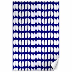 Blue And White Leaf Pattern Canvas 24  X 36  (unframed) by GardenOfOphir