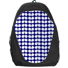 Blue And White Leaf Pattern Backpack Bag by GardenOfOphir