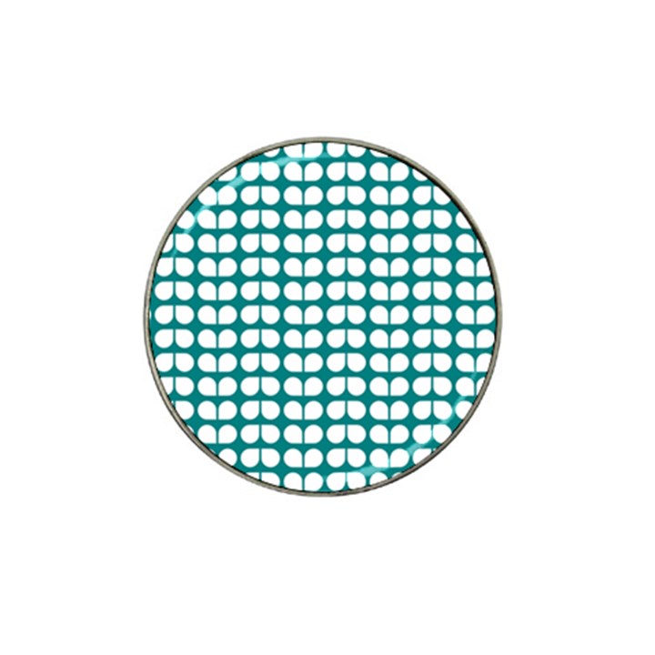 Teal And White Leaf Pattern Golf Ball Marker 4 Pack (for Hat Clip)