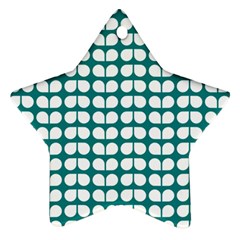 Teal And White Leaf Pattern Star Ornament (two Sides) by GardenOfOphir