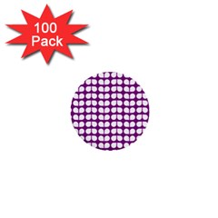 Purple And White Leaf Pattern 1  Mini Button (100 Pack)