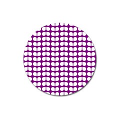 Purple And White Leaf Pattern Magnet 3  (round) by GardenOfOphir