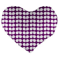Purple And White Leaf Pattern 19  Premium Heart Shape Cushion by GardenOfOphir