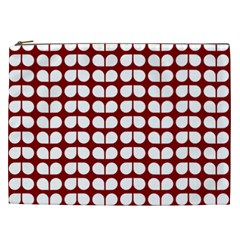 Red And White Leaf Pattern Cosmetic Bag (xxl) by GardenOfOphir