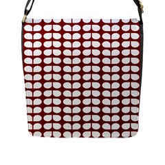 Red And White Leaf Pattern Flap Closure Messenger Bag (large) by GardenOfOphir