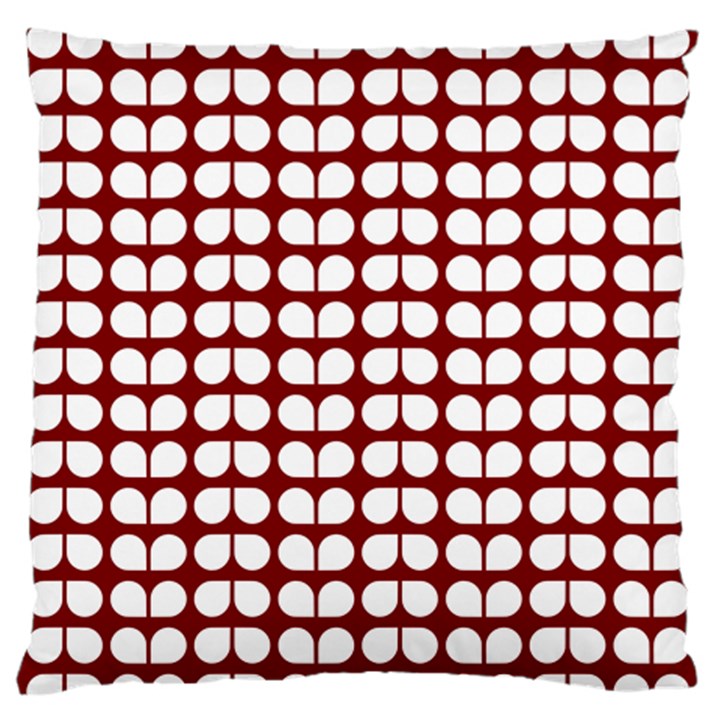 Red And White Leaf Pattern Standard Flano Cushion Case (One Side)