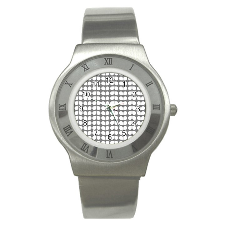 Gray And White Leaf Pattern Stainless Steel Watch (Slim)