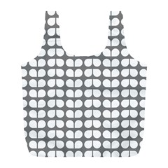 Gray And White Leaf Pattern Reusable Bag (l) by GardenOfOphir