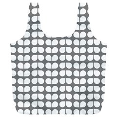 Gray And White Leaf Pattern Reusable Bag (xl) by GardenOfOphir