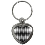 Black And White Leaf Pattern Key Chain (Heart) Front