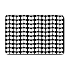 Black And White Leaf Pattern Small Door Mat by GardenOfOphir