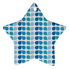 Blue Green Leaf Pattern Star Ornament by GardenOfOphir