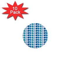 Blue Green Leaf Pattern 1  Mini Button (10 Pack) by GardenOfOphir