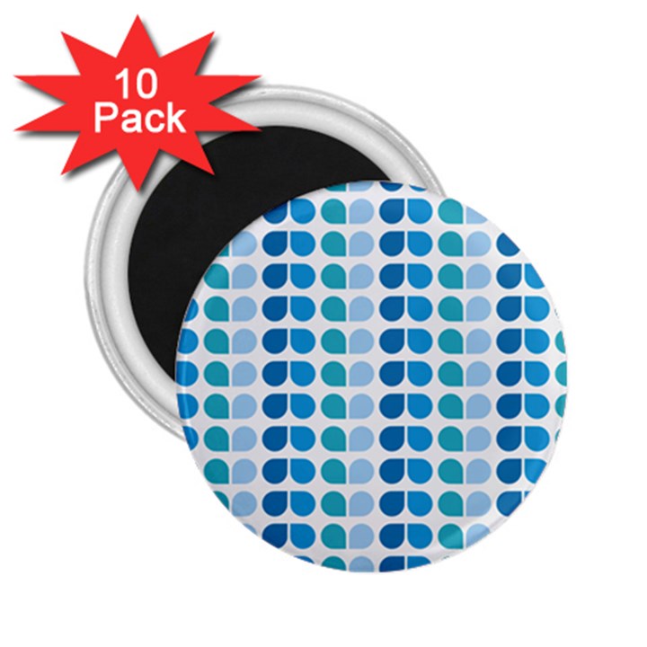 Blue Green Leaf Pattern 2.25  Button Magnet (10 pack)