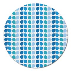 Blue Green Leaf Pattern Magnet 5  (round) by GardenOfOphir