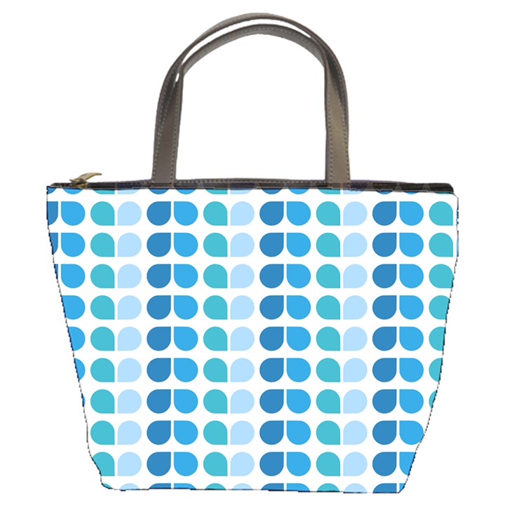 Blue Green Leaf Pattern Bucket Handbag