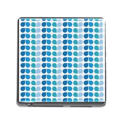 Blue Green Leaf Pattern Memory Card Reader With Storage (square) by GardenOfOphir