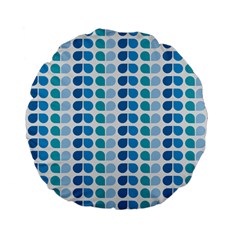 Blue Green Leaf Pattern 15  Premium Flano Round Cushion  by GardenOfOphir