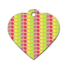 Colorful Leaf Pattern Dog Tag Heart (one Sided)  by GardenOfOphir