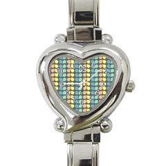 Colorful Leaf Pattern Heart Italian Charm Watch  by GardenOfOphir