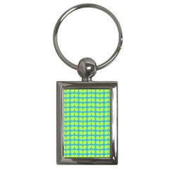 Blue Lime Leaf Pattern Key Chain (rectangle) by GardenOfOphir