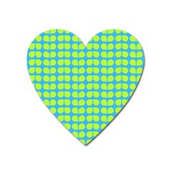 Blue Lime Leaf Pattern Magnet (heart) by GardenOfOphir