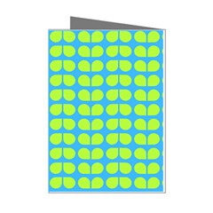 Blue Lime Leaf Pattern Mini Greeting Card (8 Pack) by GardenOfOphir