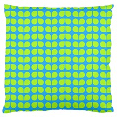 Blue Lime Leaf Pattern Large Flano Cushion Case (one Side)