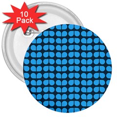 Blue Gray Leaf Pattern 3  Button (10 Pack) by GardenOfOphir