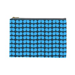 Blue Gray Leaf Pattern Cosmetic Bag (large) by GardenOfOphir