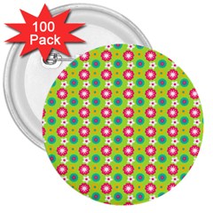 Cute Floral Pattern 3  Button (100 Pack) by GardenOfOphir