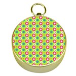 Cute Floral Pattern Gold Compass Front