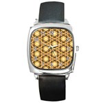 Faux Animal Print Pattern Square Leather Watch Front