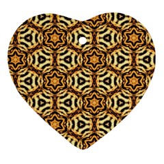 Faux Animal Print Pattern Heart Ornament (two Sides) by GardenOfOphir