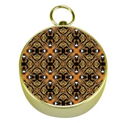 Faux Animal Print Pattern Gold Compass by GardenOfOphir