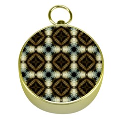 Faux Animal Print Pattern Gold Compass by GardenOfOphir