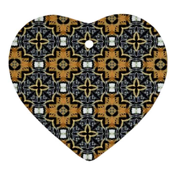 Faux Animal Print Pattern Heart Ornament (Two Sides)
