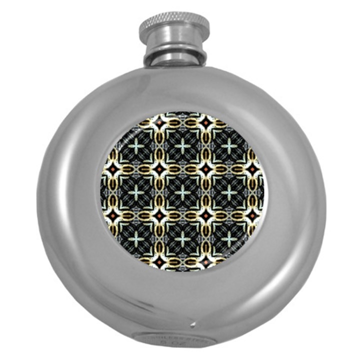 Faux Animal Print Pattern Hip Flask (Round)