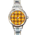 Cute Pretty Elegant Pattern Round Italian Charm Watch Front