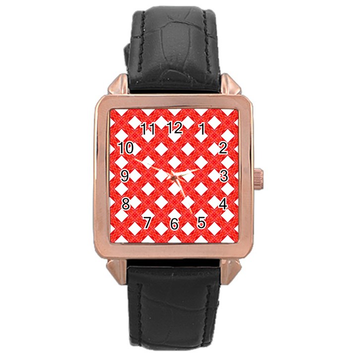 Cute Pretty Elegant Pattern Rose Gold Leather Watch 