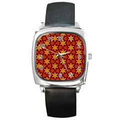 Cute Pretty Elegant Pattern Square Leather Watch by GardenOfOphir
